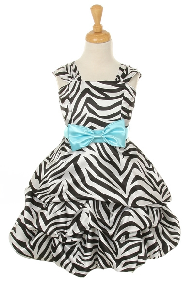 Safari zebra dress with blue bow